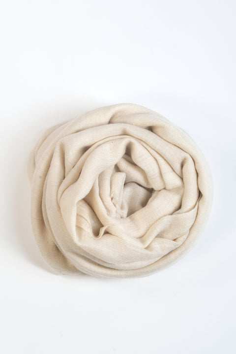 Cream Silk and Wool Shawl